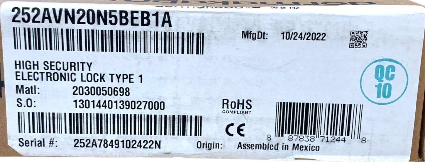 Dormakaba/Kaba Mas Auditcon 252AVN20N5BEB1A Model 252 Standard Bolt Lock