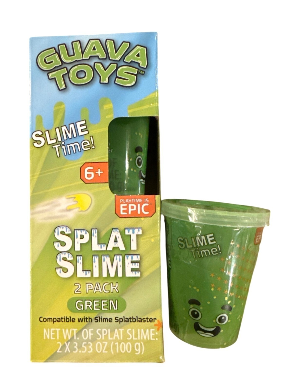 2pc Set Guava Toys Splat Slime GREEN Compatible w/ Slime Splatblaster +Bonus Tub