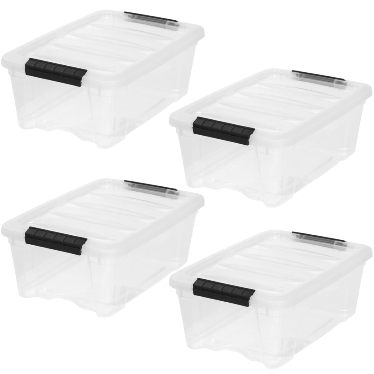 Stackable Clear Storage Bins, 4 Pack 13 Quart Plastic Containers With Lids