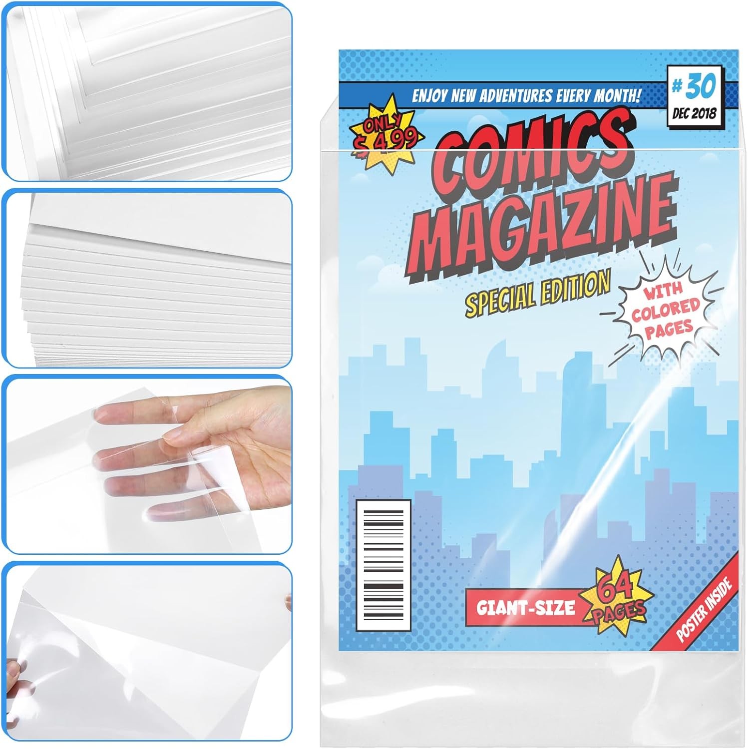 25 Sets Current Size Comic Book Bags & Boards Reusable Transparent Comic Book