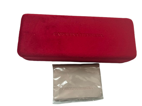 Carolina Herrera Red Velvet Clamshell  Eyewear Case with Cleaning Cloth, new