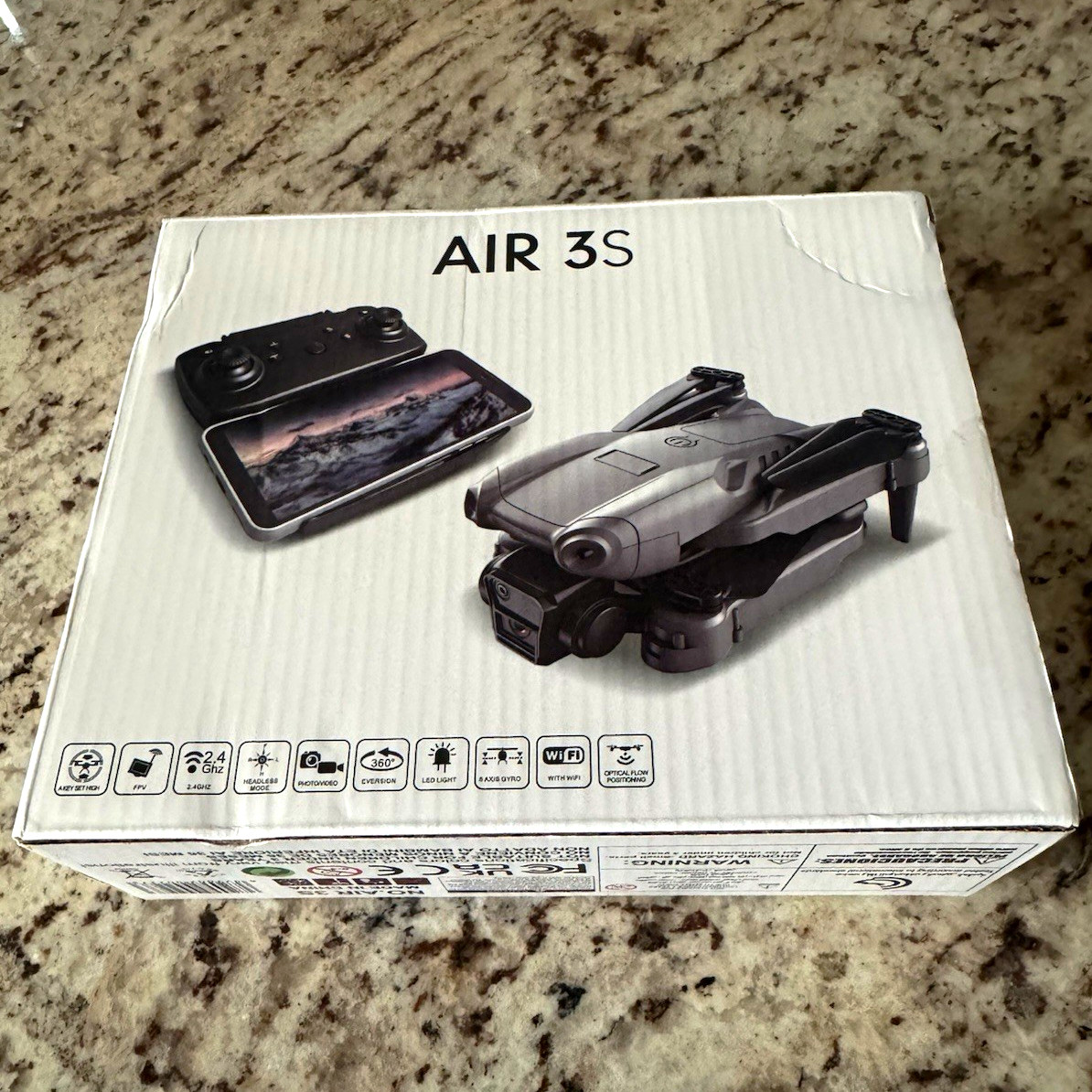 AIR 3S WiFi FPV Foldable Camera Drone w/ Remote, Optical Flow, LED Light