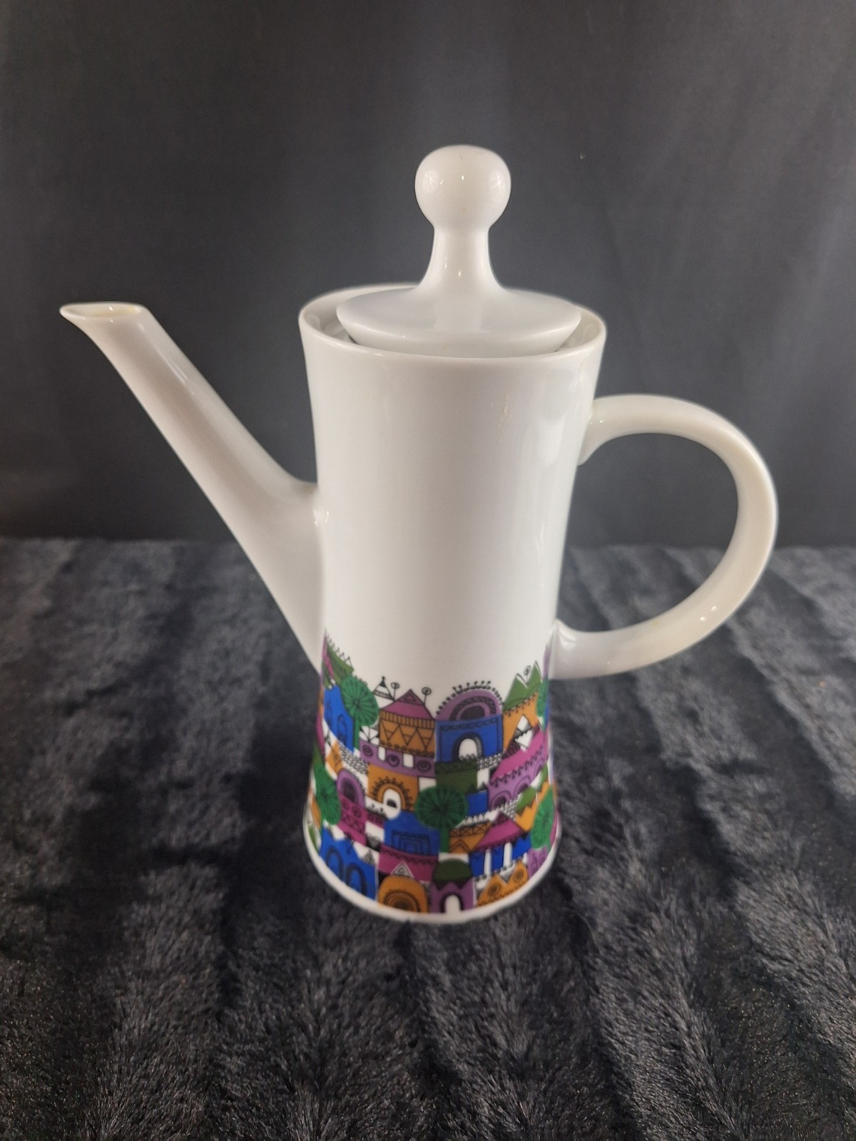 Vintage 1960s Melitta Germany Porcelain Coffee Pot Mid-Century Modern w/ Lid