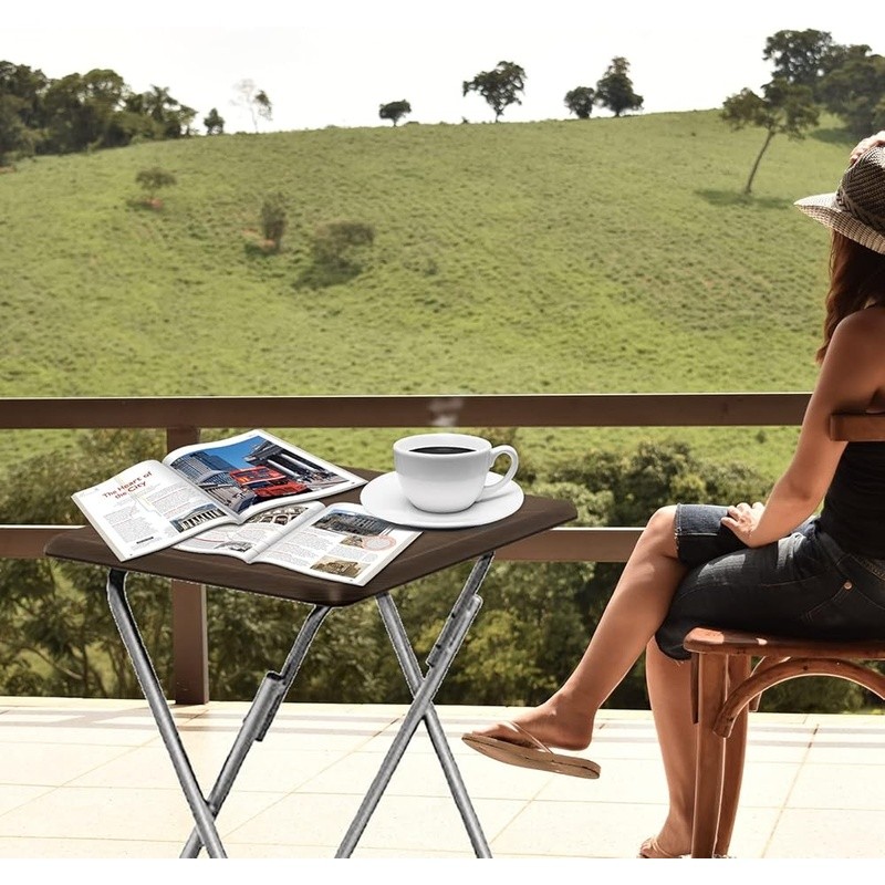 Folding TV Tray Table Multifunctional Snack Table Portable Easy Clean X-Shaped