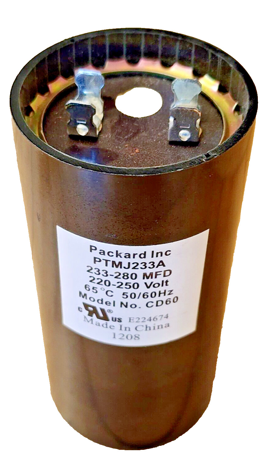Packard PRMJ233A Motor Start Capacitor 233-280MFD, 220-250Vac-Model: CD60