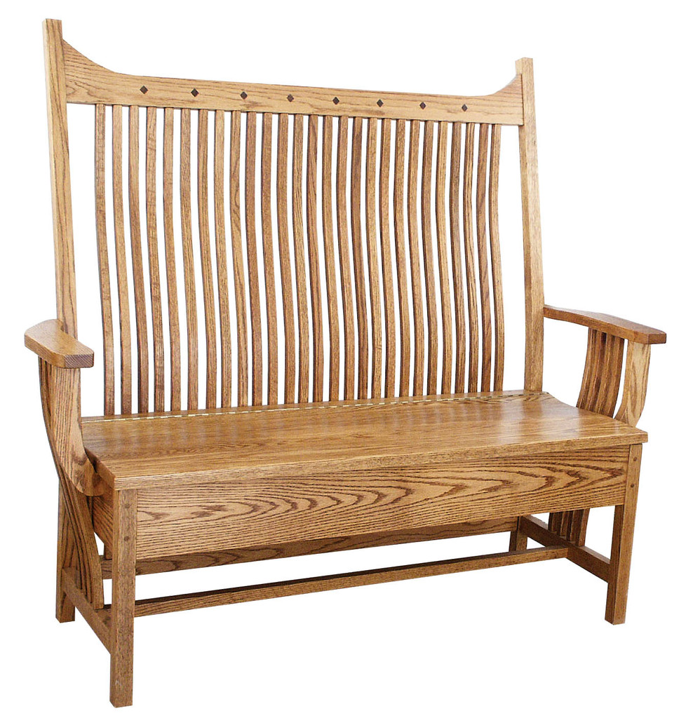 Amish Oak Mission Country Bench Wooden Wood Entry Hallway Storage Seat