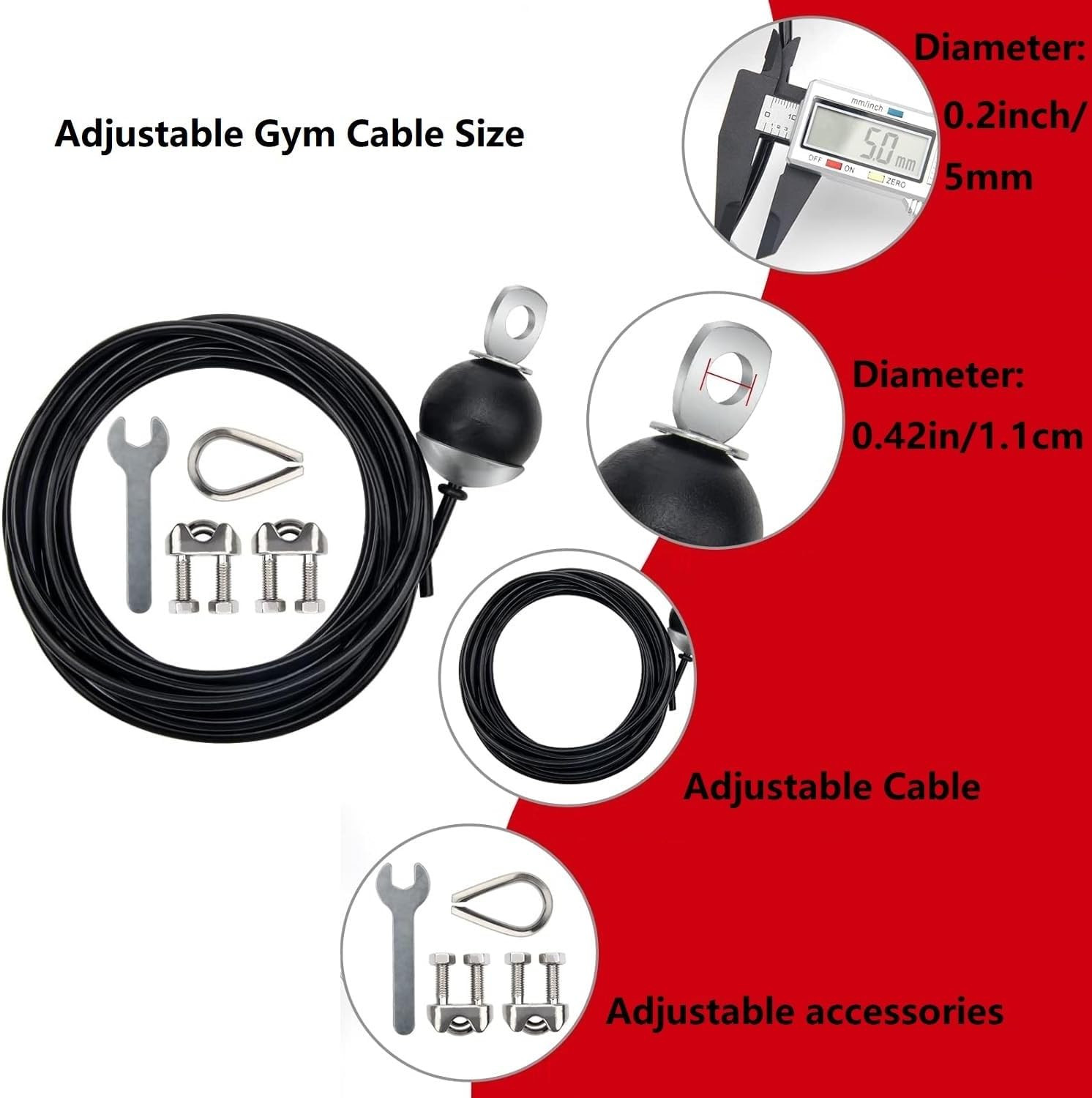 Adjustable Fitness Pulley Cable,Replacement Cable Machine Accessories,Cable Pull