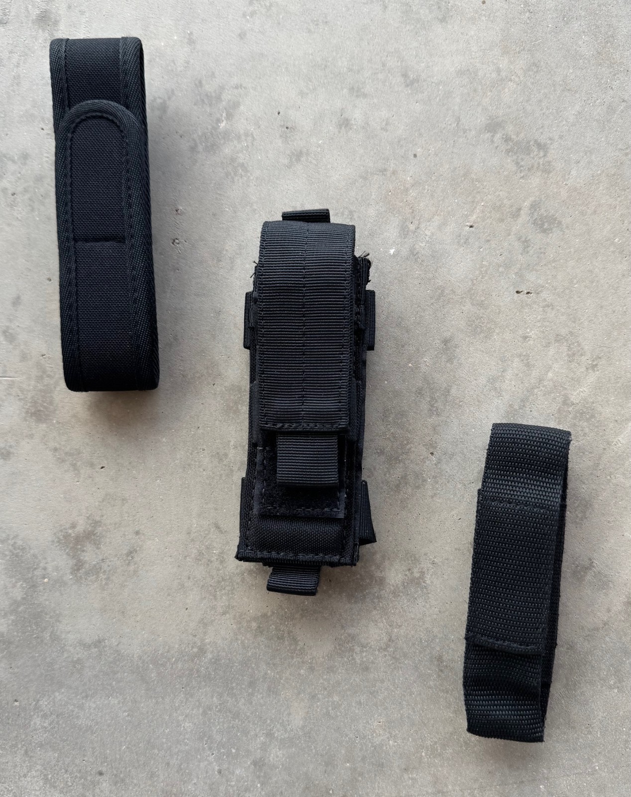 Lot of 3 Flashlight Holsters Holders Cases Tactical Nylon Police Military Black