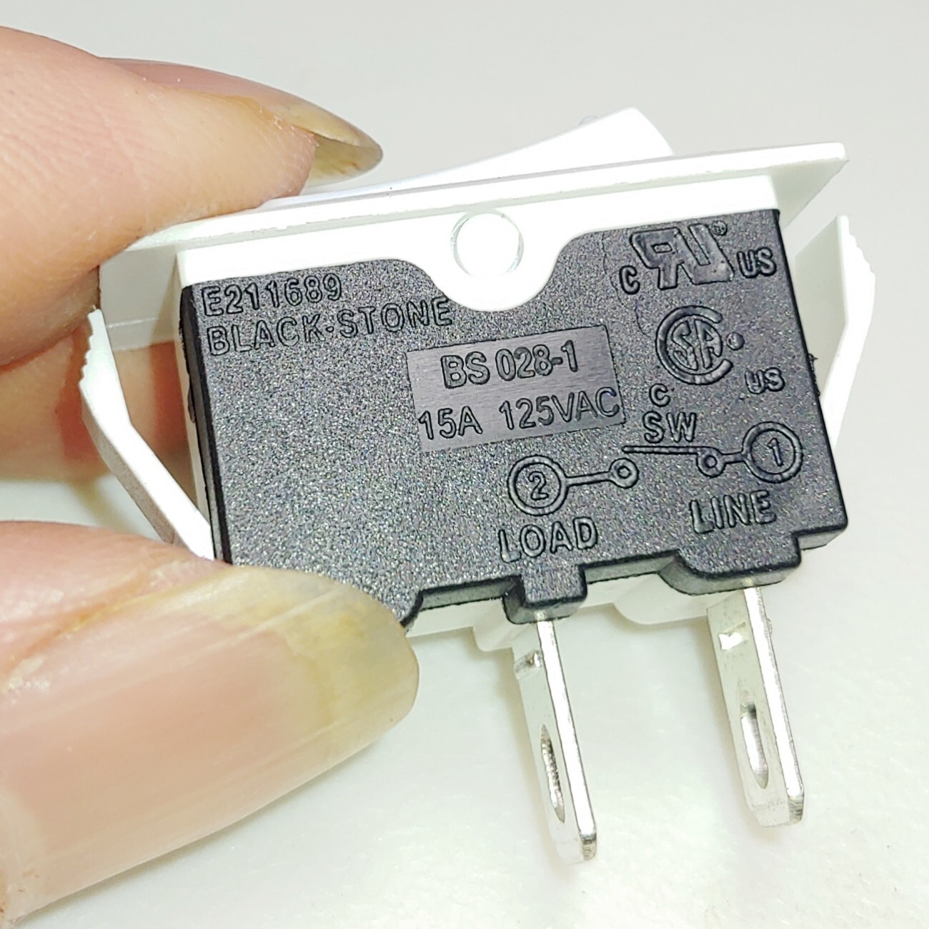 1PCS BLACK-STONE BS028-1 Rocker Switch 2 Pins RESET-OFF 2 Positions 15A 125VAC