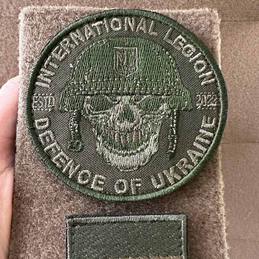 Ukrainian Army Patch International Legion of Ukraine "Skull" Badge Hook (Olive)