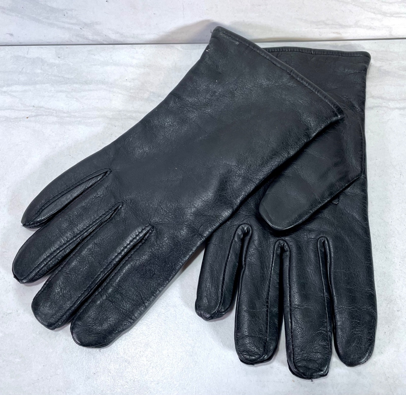 USGI Military Issue Desert Storm 1991 Black Leather Dress Gloves – Size 7