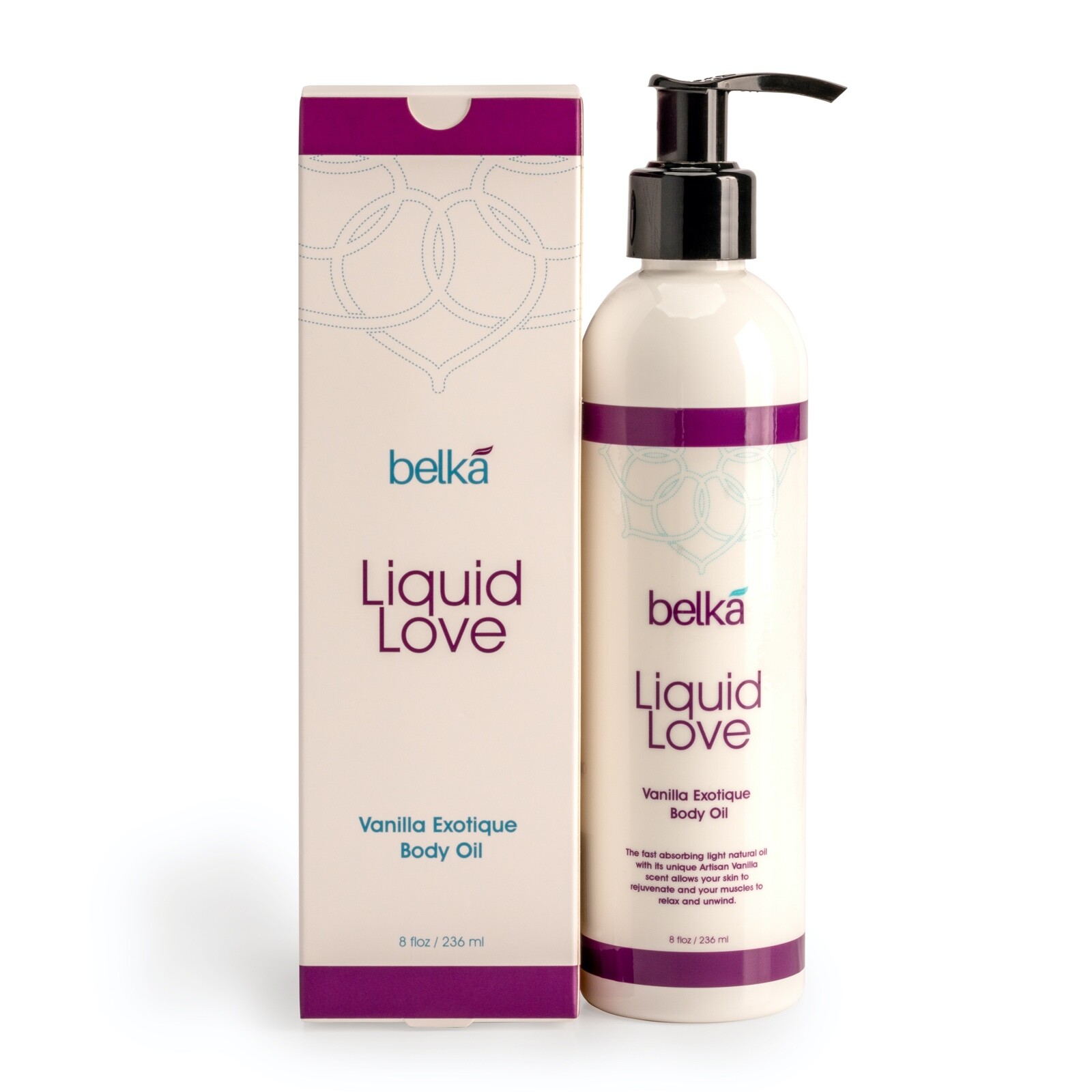 Belka Liquid Love Vanilla Exotique Body Oil for Sensual Couples Massages, 8 floz