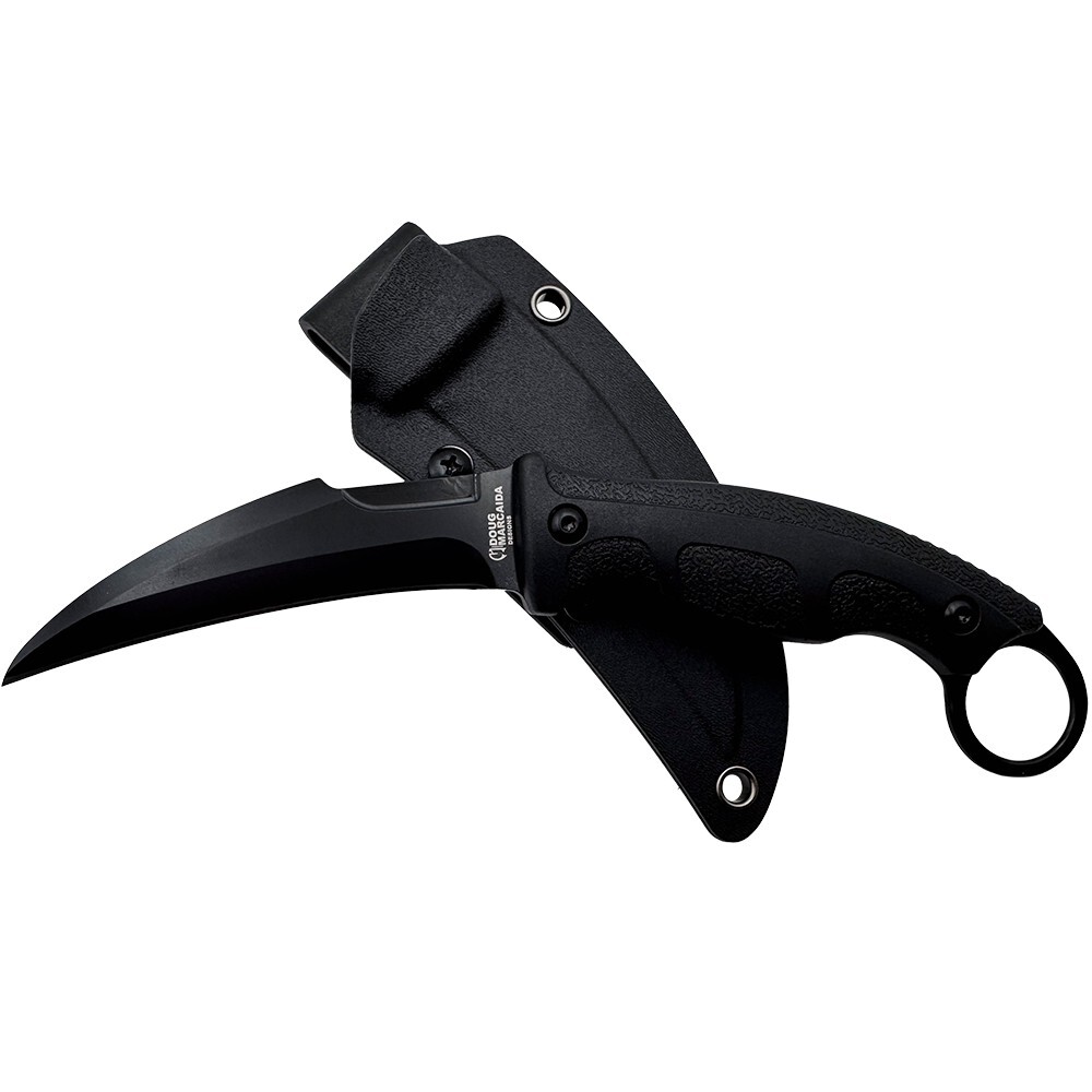 K-Tac 3.15" D2 Steel Karambit Fixed Blade w/ Black Sheath By Doug Marcaida