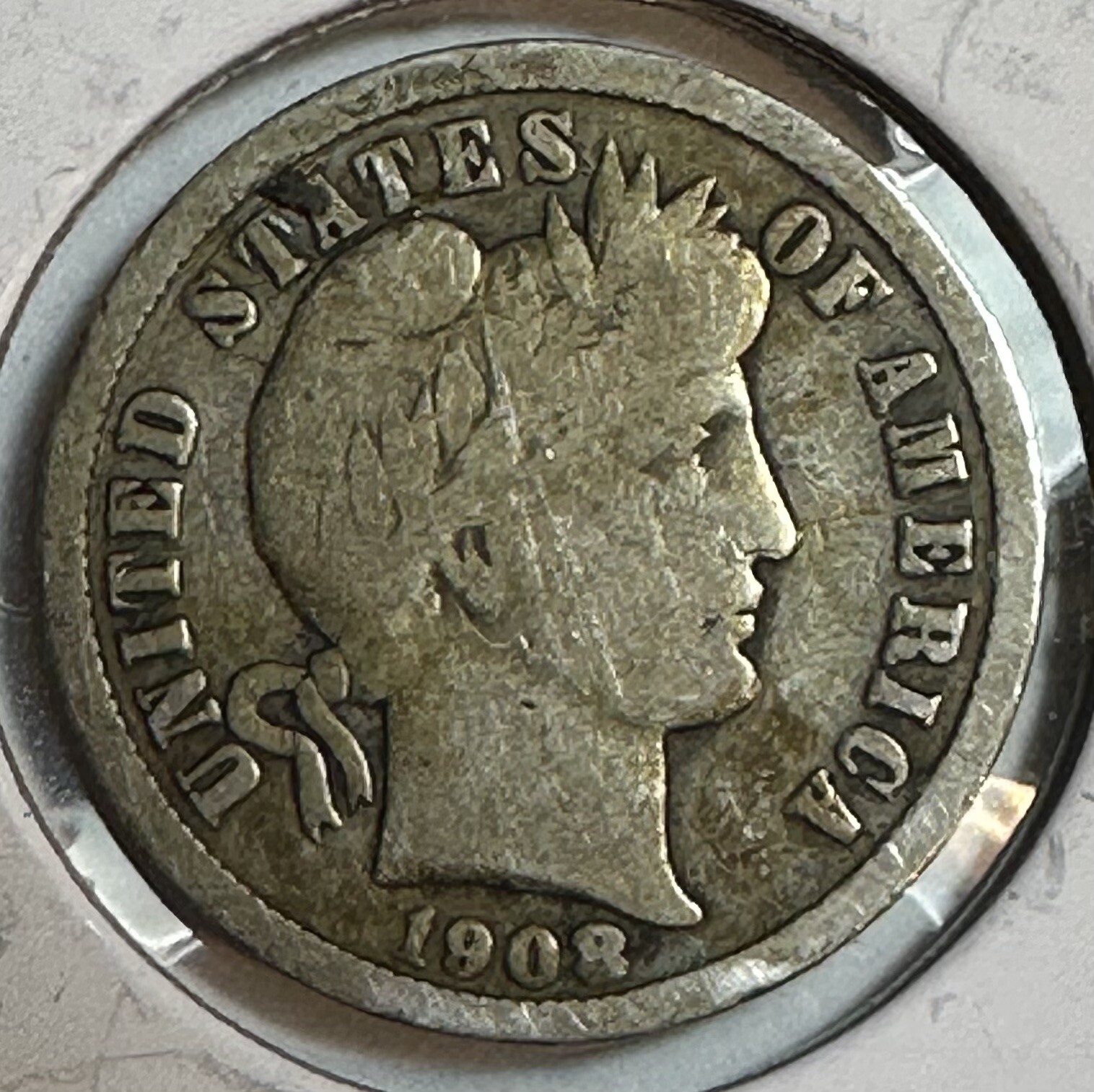 1908-D Barber Dime - (29-25/IO)