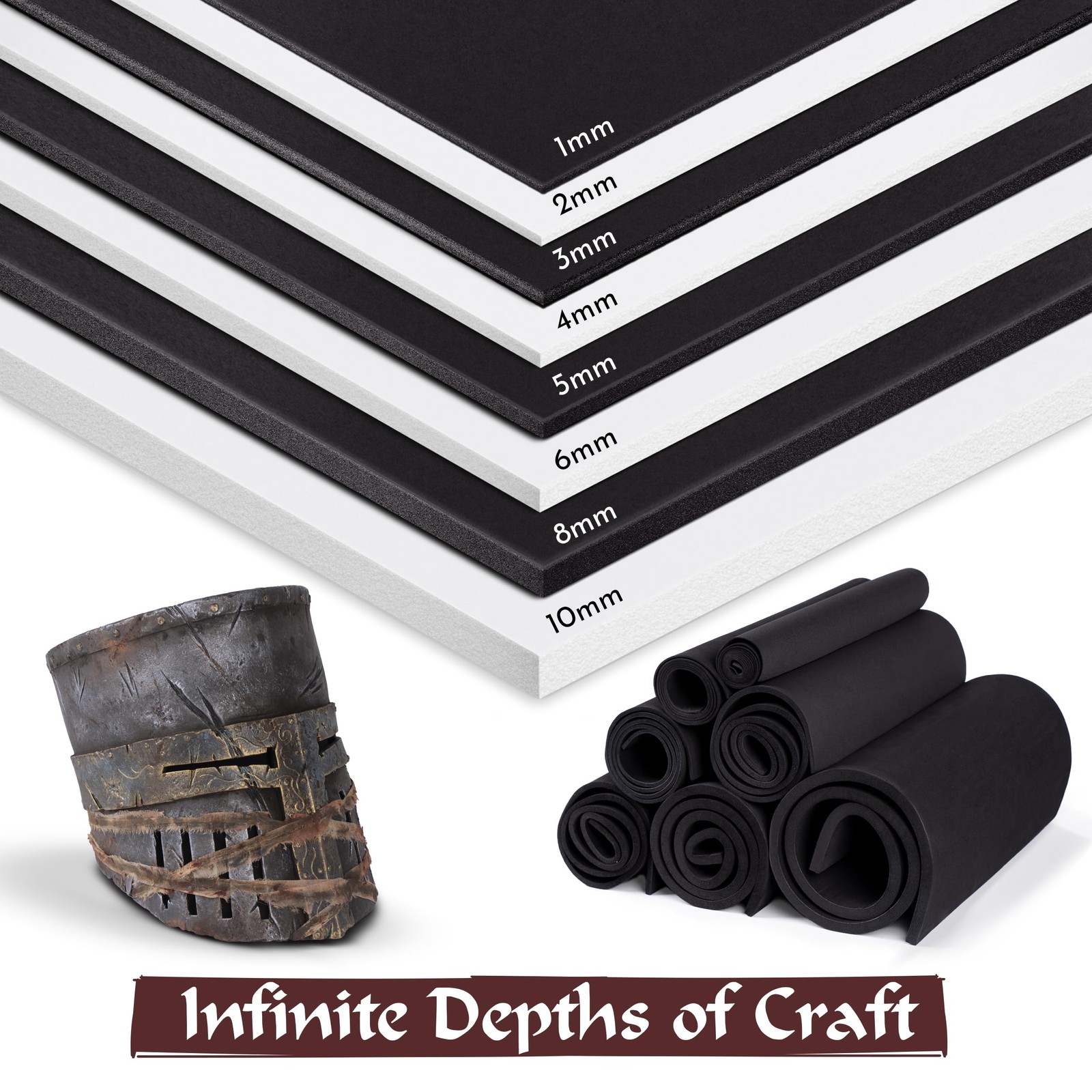 Shape Retention EVA Cosplay Foam 4mm 1mm10mm 14x39 inch Black or White High D...