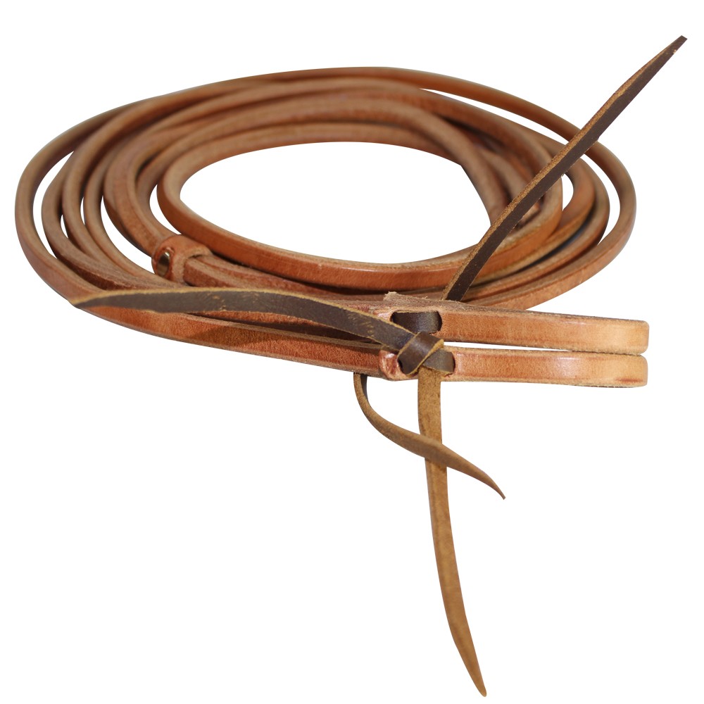 48HL Hilason Leather Horse Split Reins Water Loops Tie Laces Brown