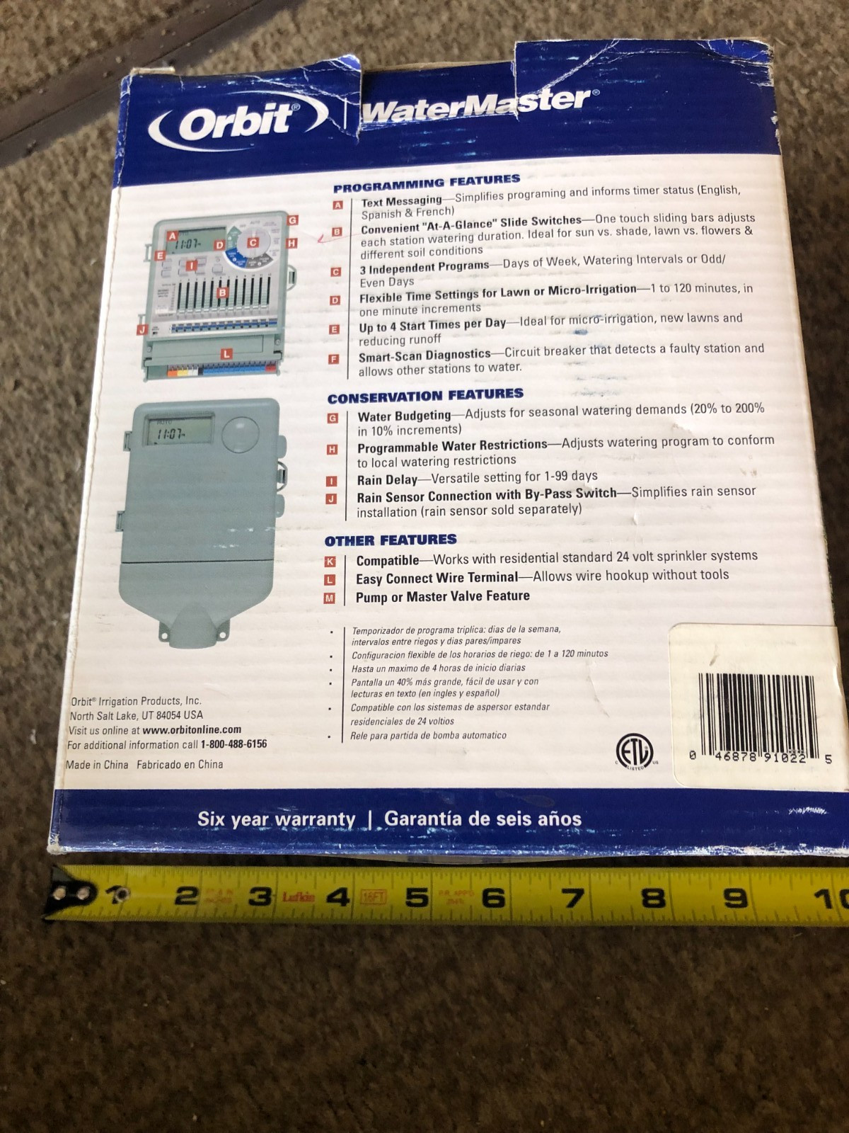 ORBIT WATER MASTER 12 STATION SLIDE SWITCH SPRINKLER TIMER MODEL 91022 AUTOMATIC