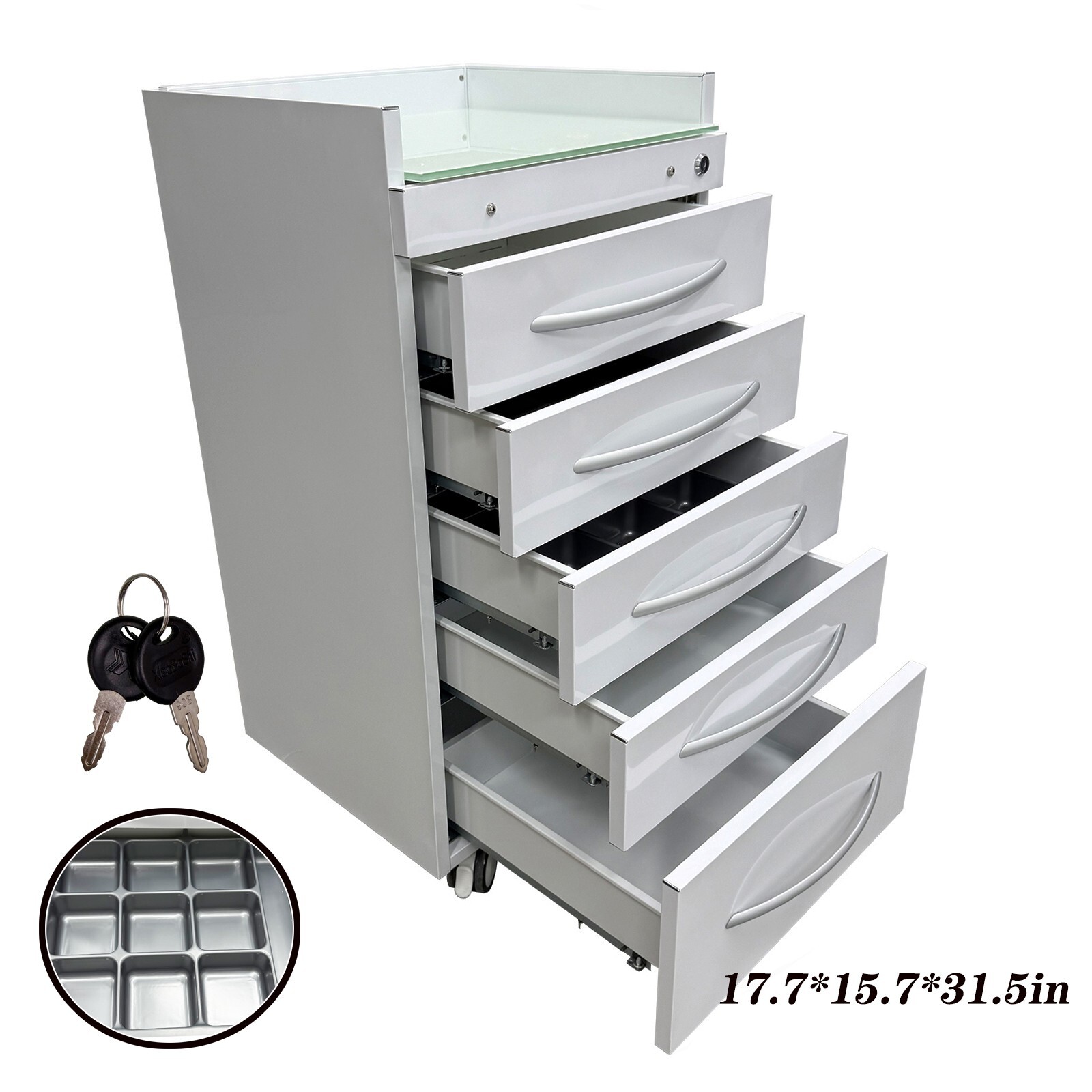 5Drawer Office Mobile Cabinet Cart Beauty Office Storage Trolley17.7*15.7*31.5in