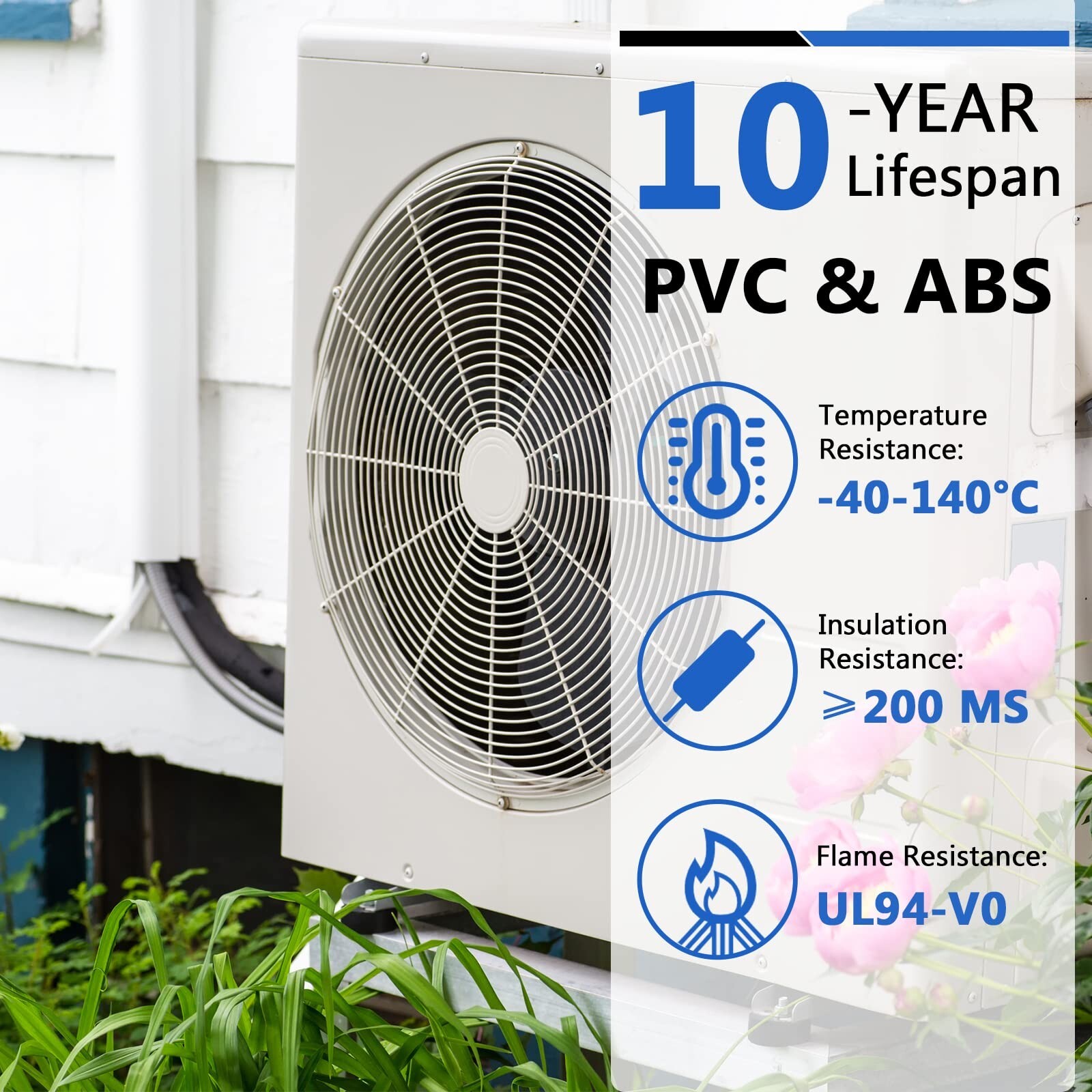 4'' 7.5 Ft PVC Decorative Line Cover Kit for Ductless Mini Split Air Conditio...