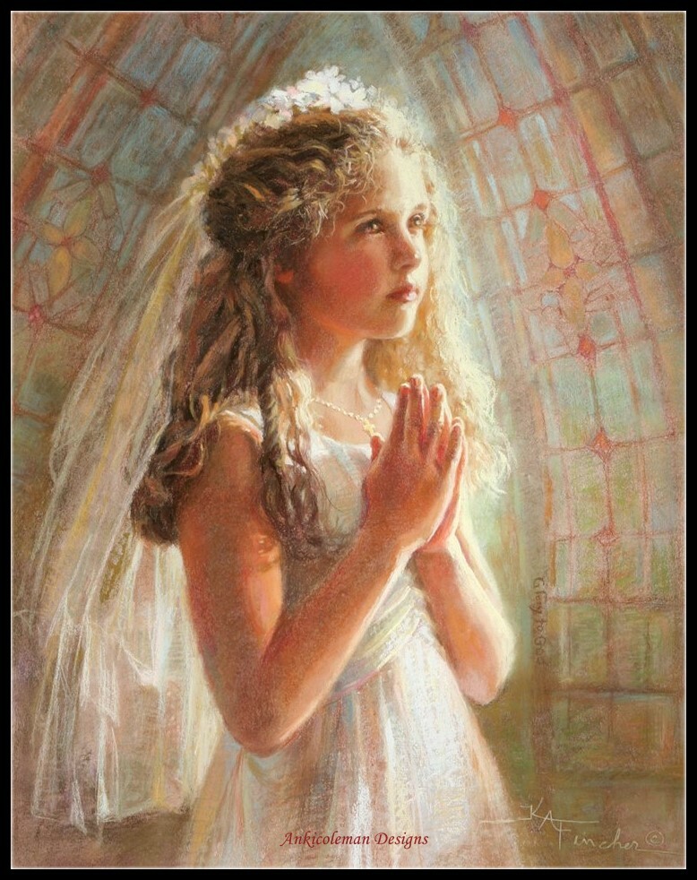 Girl in Prayer - Chart Counted Cross Stitch Patterns Needlework DIY DMC Color