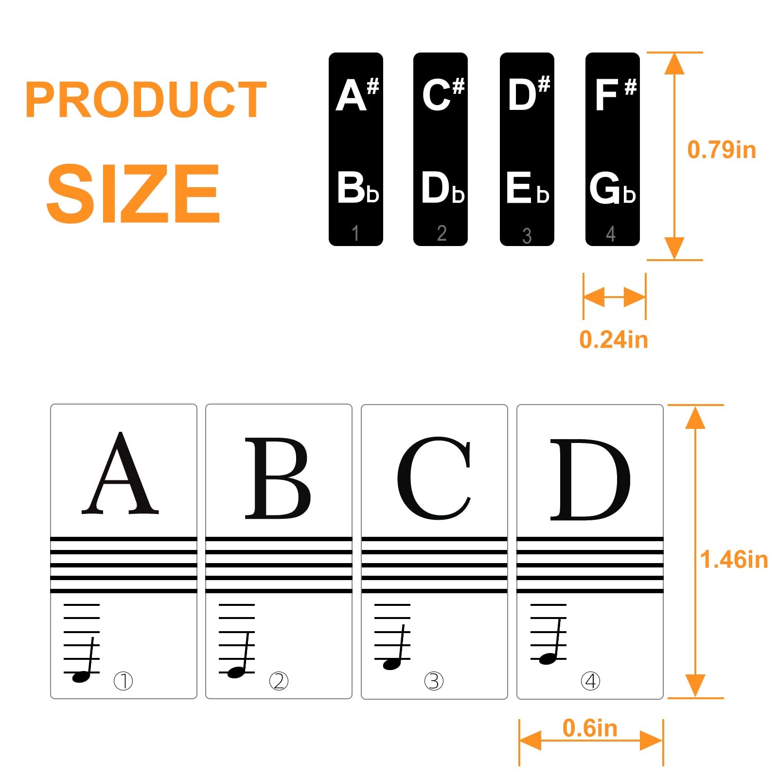 Removable Piano Keyboard Note Stickers for Beginners - 88 Key Labels