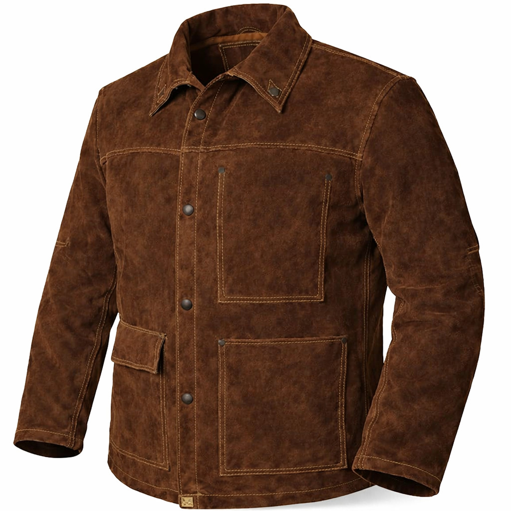 Flame Resistant Leather Welding Jacket Cowhide Leather Jacket Heavy Duty Welder