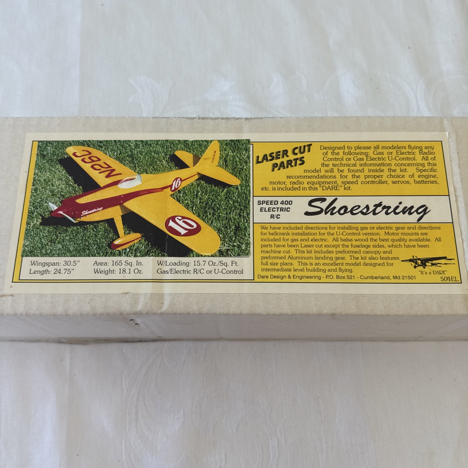 Dare Design Pat Triple Laser Cut Parts Shoestring Model Airplane Kit 504EL NEW