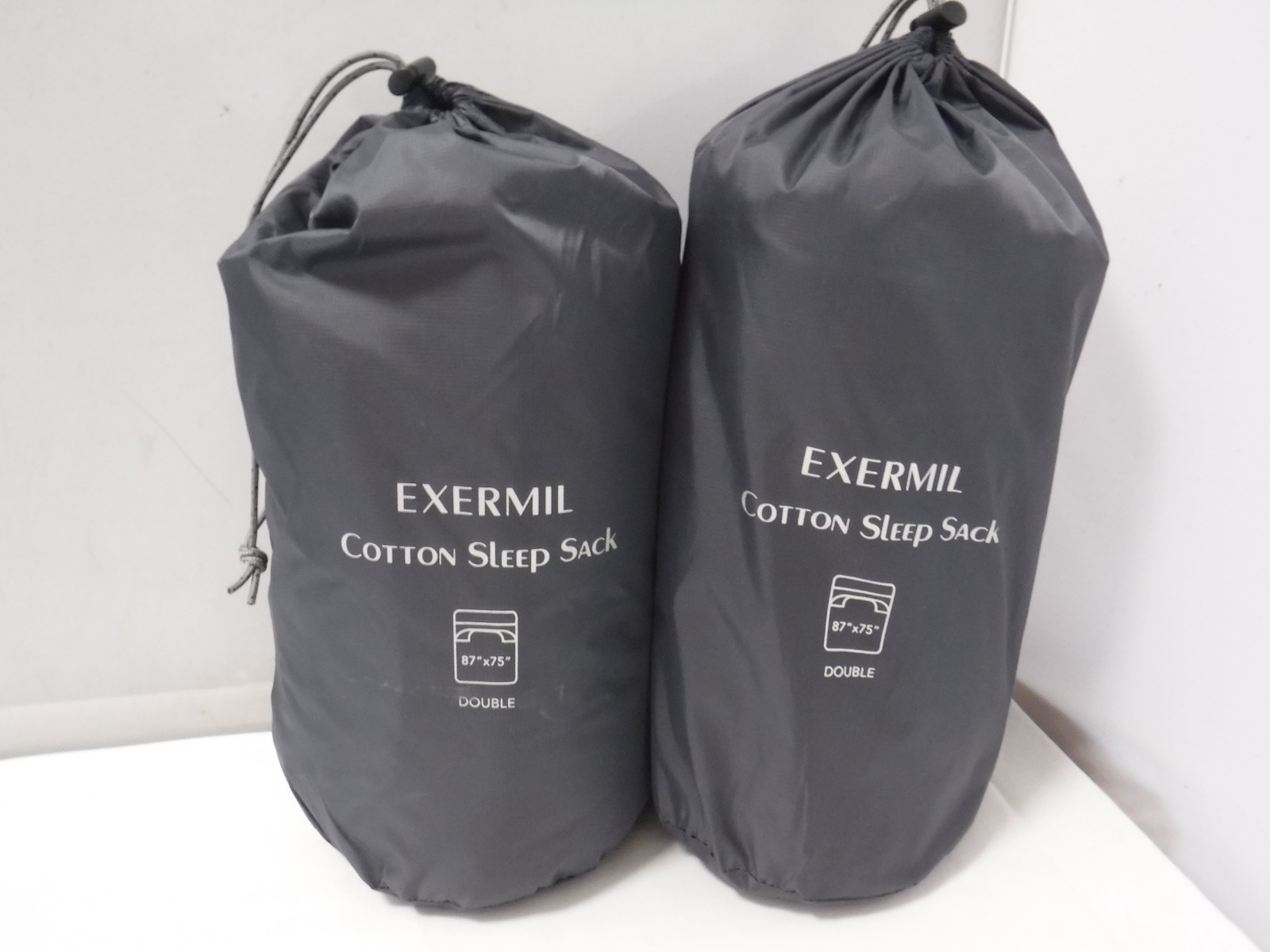 GA5 Lightly Used EXERMIL Cotton Sleep Sack Double 87 x75  Zip Camping Traveling