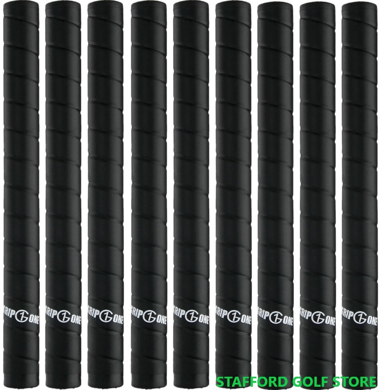 Grip One G1 Wrap Golf Grips Non-Taper Standard Core .600 Round – Black Set of 9