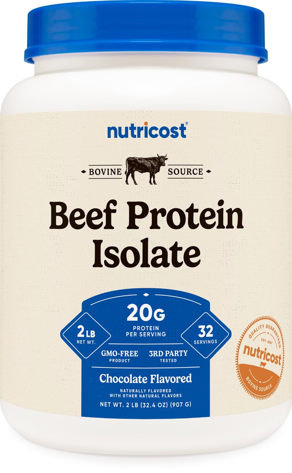 Nutricost Beef Protein Isolate Powder Chocolate (2 Pounds)