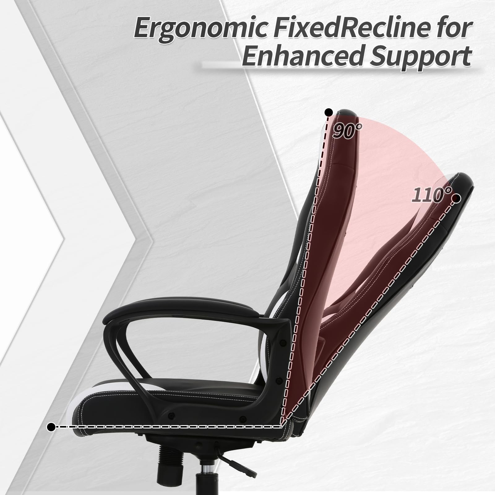 Office Chair Ergonomic Gaming High Back 1'6" x 1'7" x 3'9", White