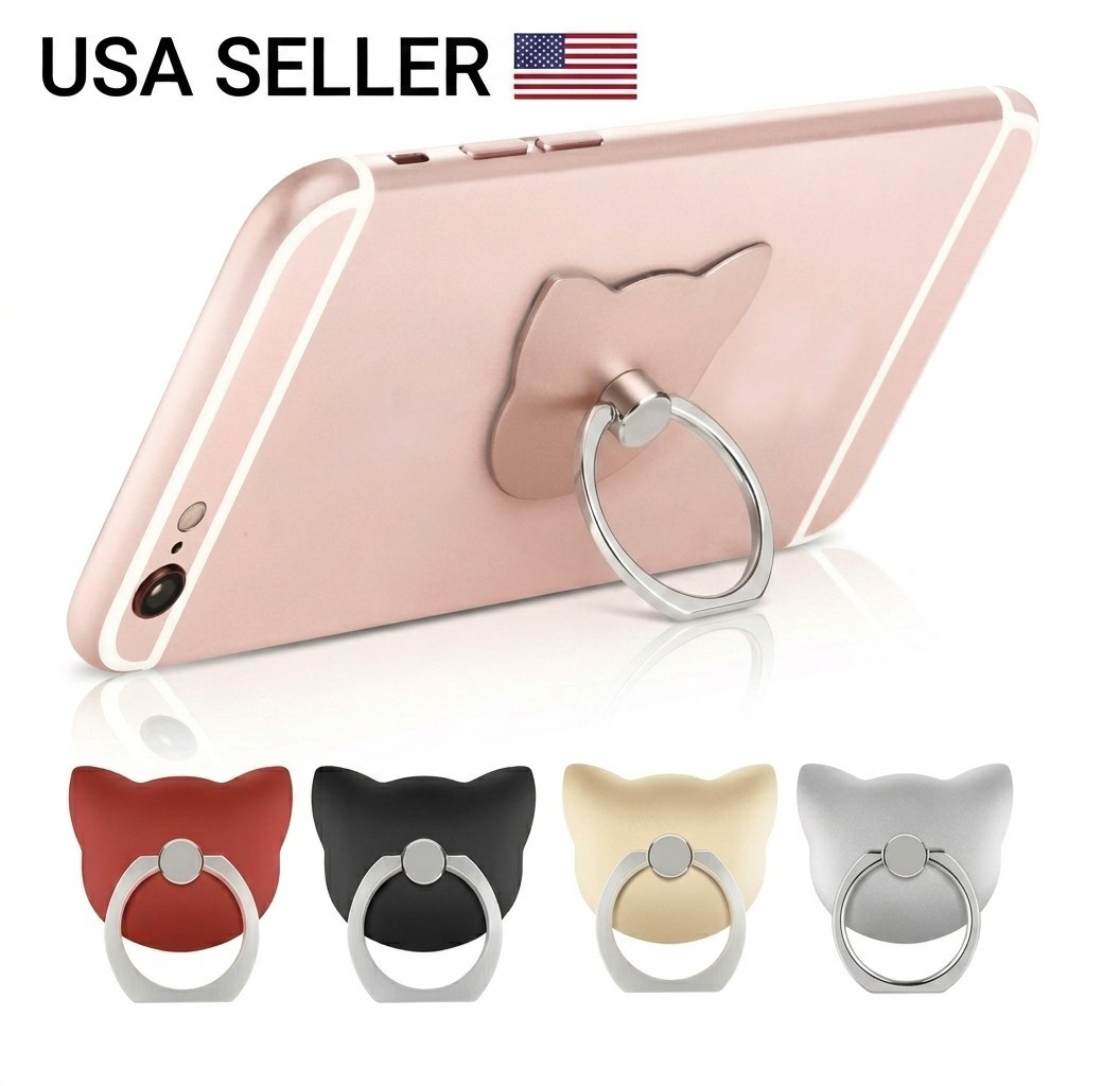 Cat Design Finger Ring Mobile Phone Smartphone Stand Holder Socket Phone Holder