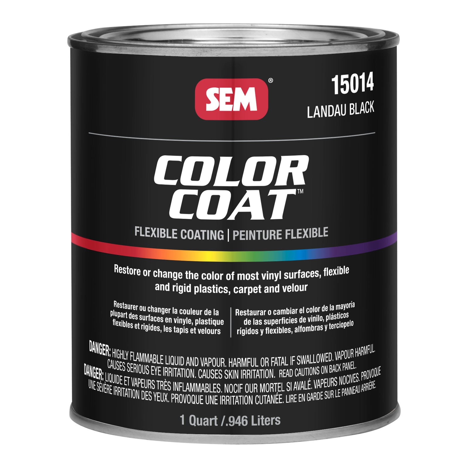 SEM 15014 Color Coat Landau Black Flexible Paint Interior Vinyl Quart