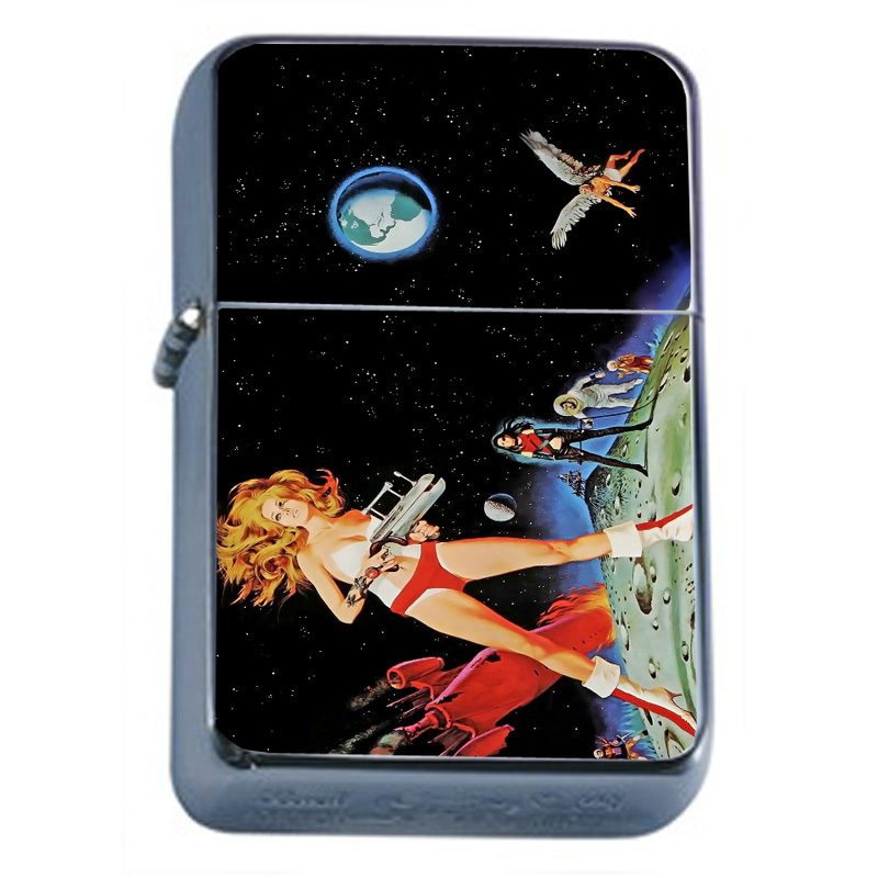 Silver Flip Top Oil Lighter Vintage Poster D 66 Sexy Sci-Fi Space Movie Poster