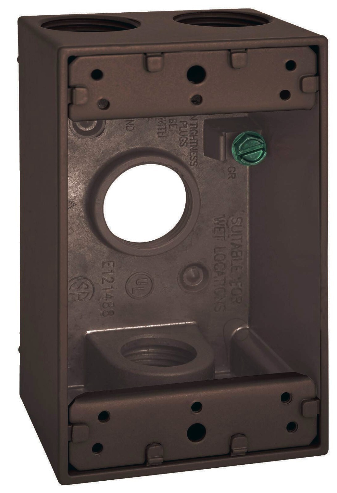 (1 pc) Weatherproof 1-Gang Box w/ Four 3/4" Holes BRONZE Metal Outdoor