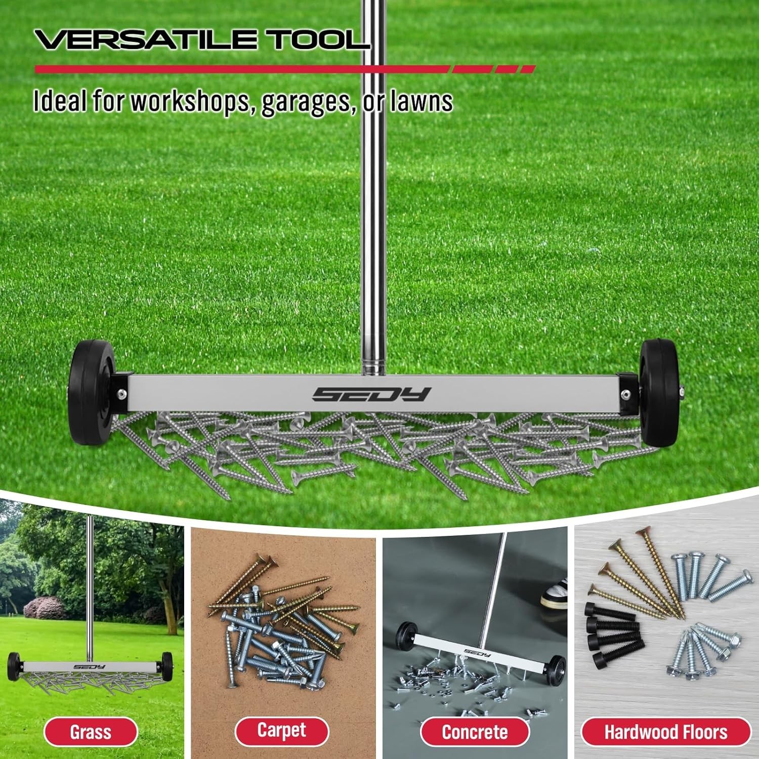 Heavy-Duty 17-Inch Magnet Roller with Telescoping Handle: Ideal for Workshops