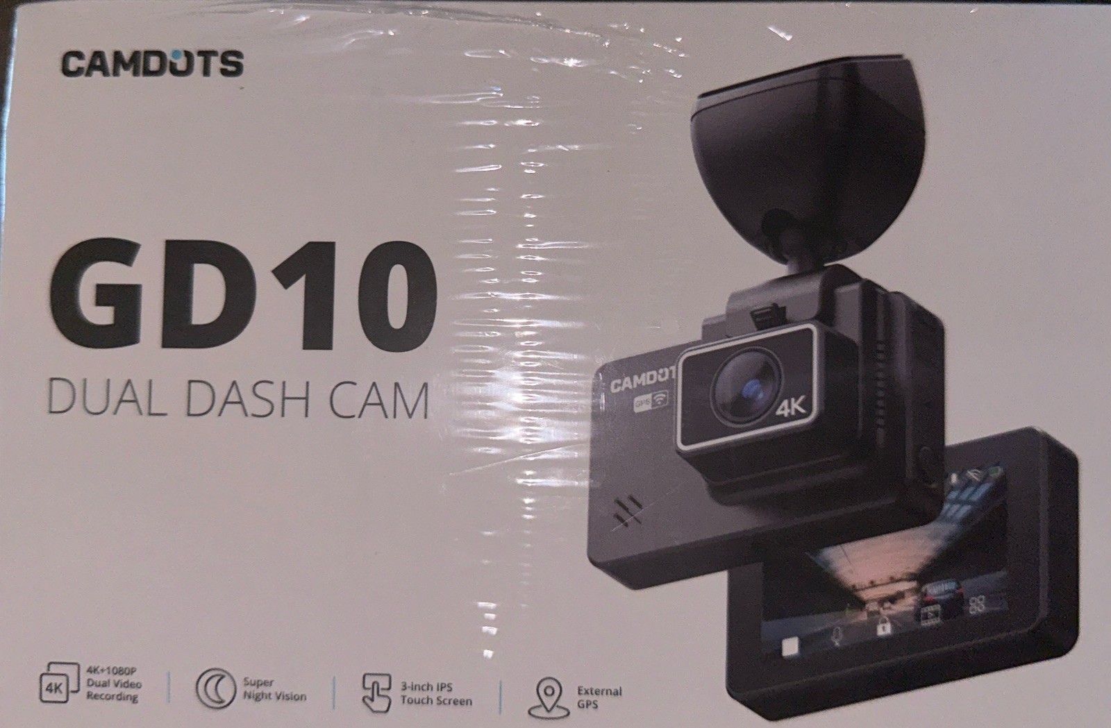 4K Dash Cam Front and Rear, GD10 Upgraded Version 3" IPS  Camdots
