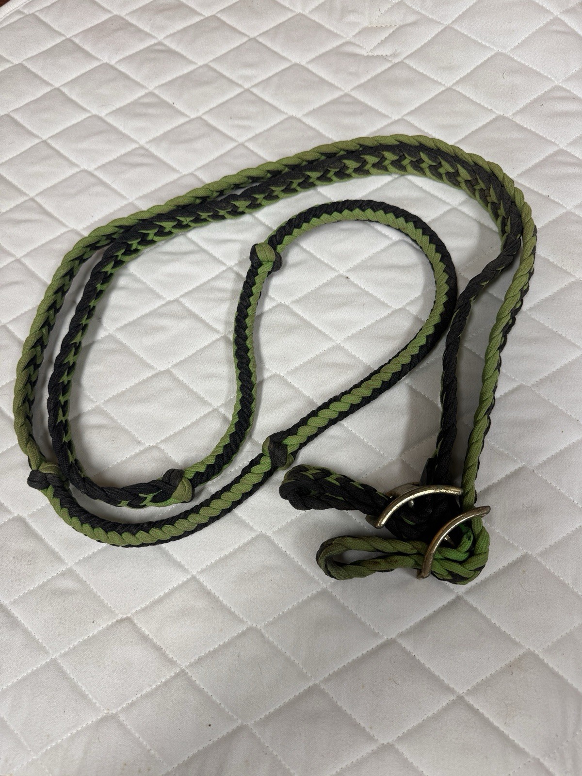 Green And Black Knotted Barrel Reins