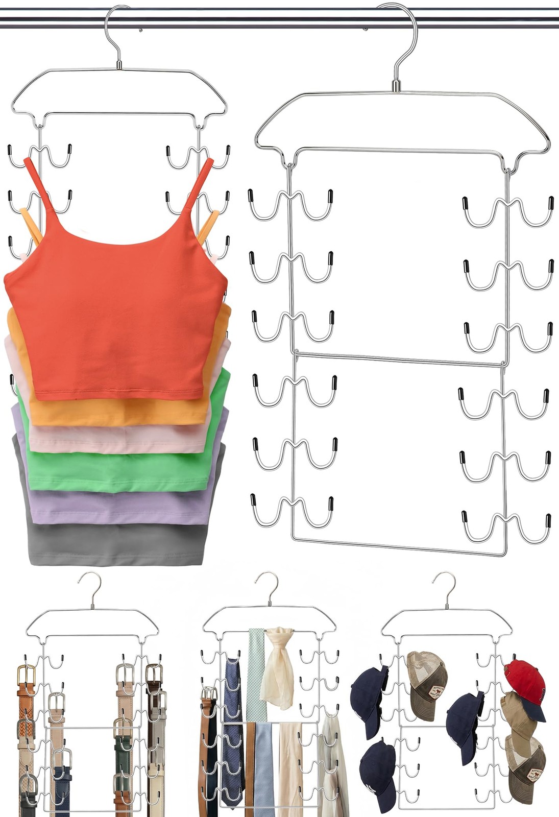 2 Pack Tank Top Hanger Space Saving, 360° Rotating Closet Organizers and Stor...