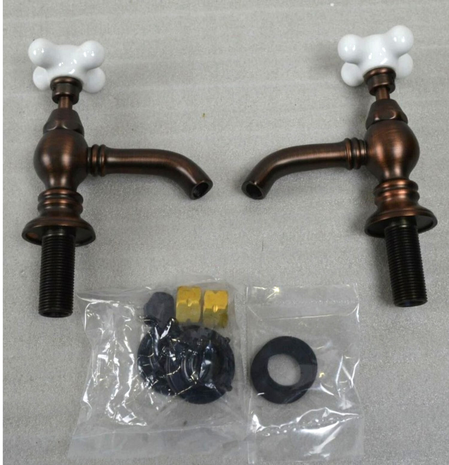 Nottingham Brass Porcelain Cross Point Handle Sink Faucet Oil Rubbed Bronze