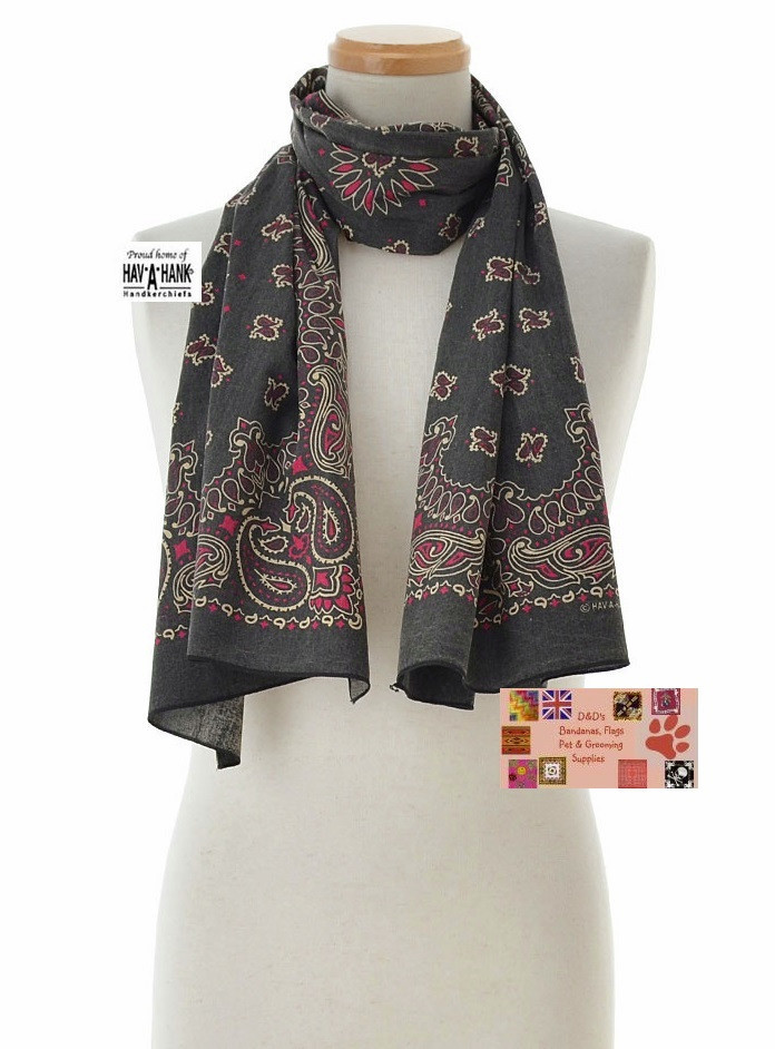 USA MADE HAVAHANK 66"(168cm)x22"(55cm)*PAISLEY BANDANA SCARVE WRAP NECK SCARF