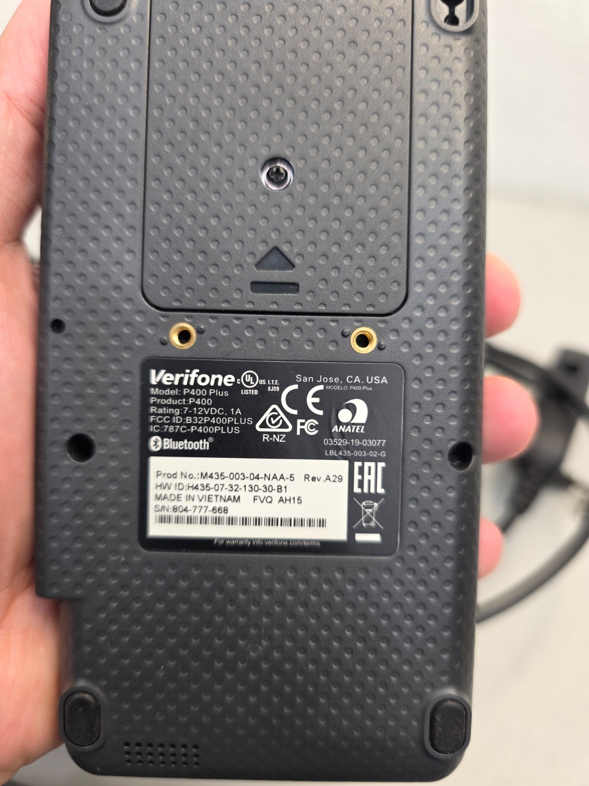 VeriFone P400 Plus Credit Card Reader with Cables PSU