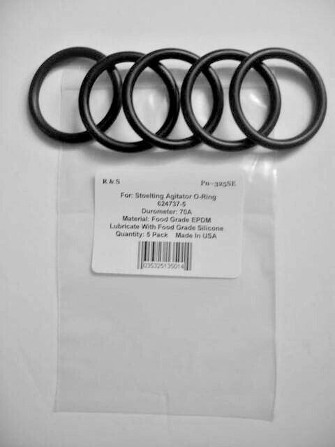 5 Stoelting 624737-5 Agitator O-Rings / R&S 325SE / Food Grade EPDM Mat.