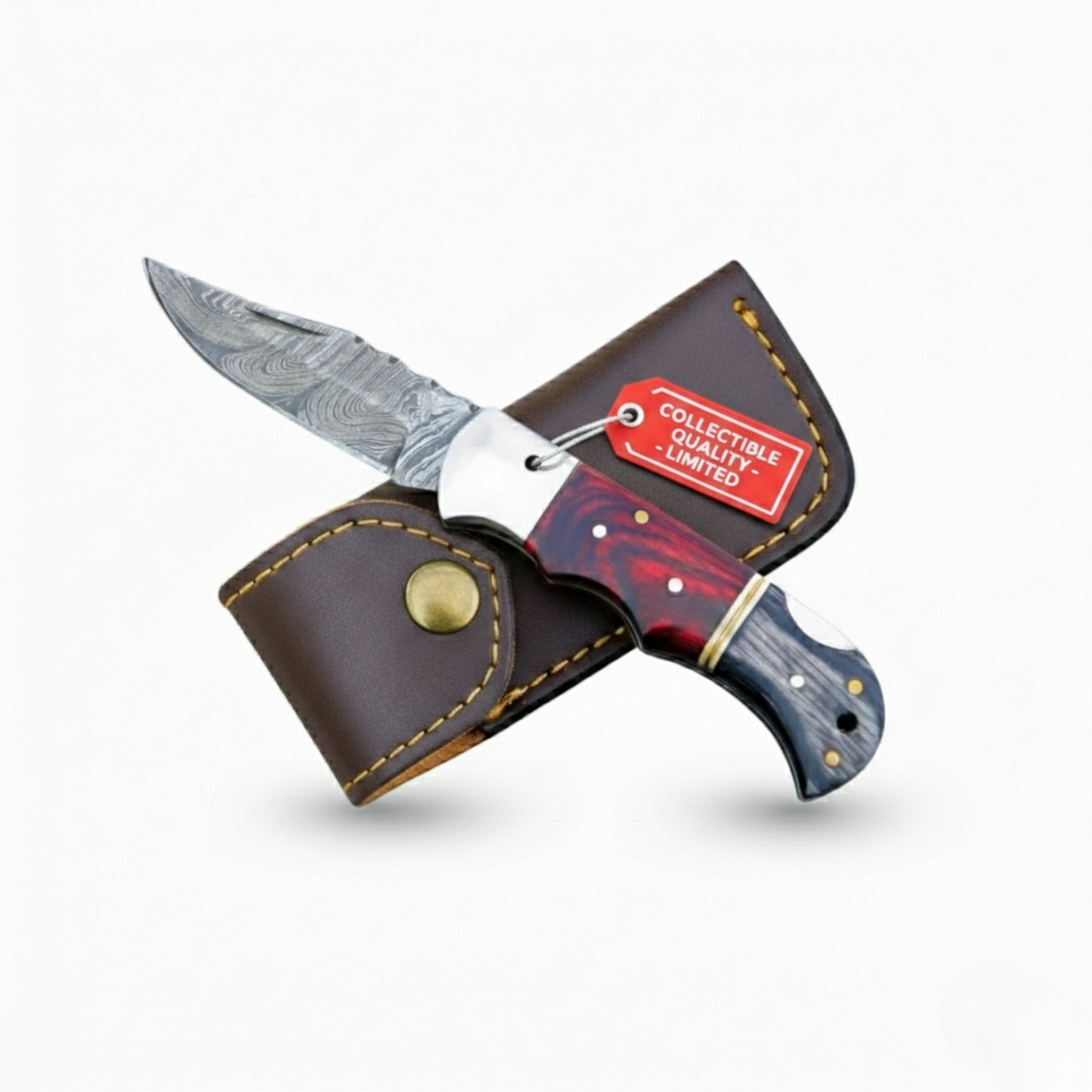 SK CUSTOMS Custom Hand-Forged Pocket Knife Exotic Wood Twist Damascus Rare