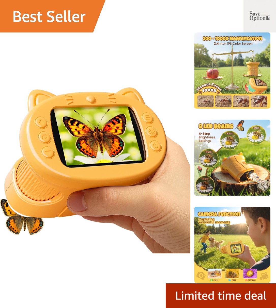 Handheld Digital Mini Microscope for Kids: 1000X 4K 2.4" Microscopes Toys | P...
