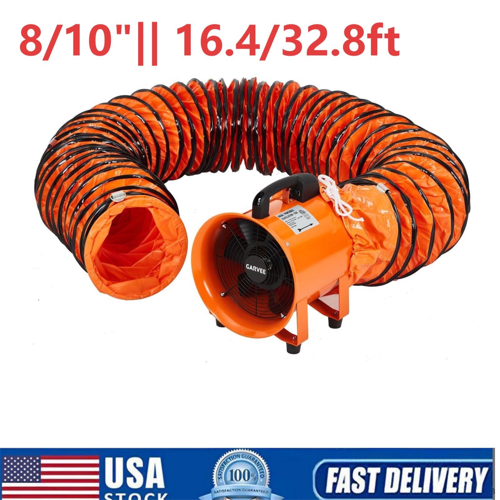 🔝Portable Utility Blower Fan, 8 /10 Inch 1100 /2000CFM w/ 16.4/32.8ft Pipe Hose