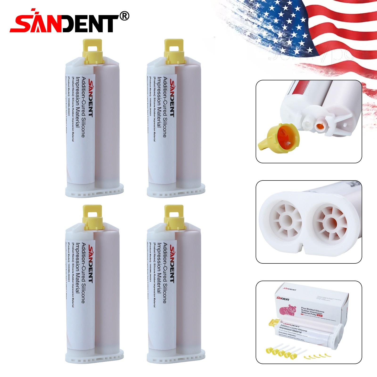 Light Body Fast Set Dental VPS Impression Material, 50ml x 4