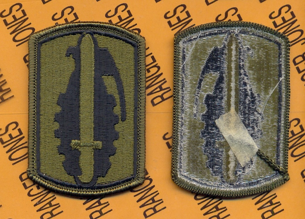 191st Infantry Brigade OD Green & Black BDU 3" shoulder patch m/e