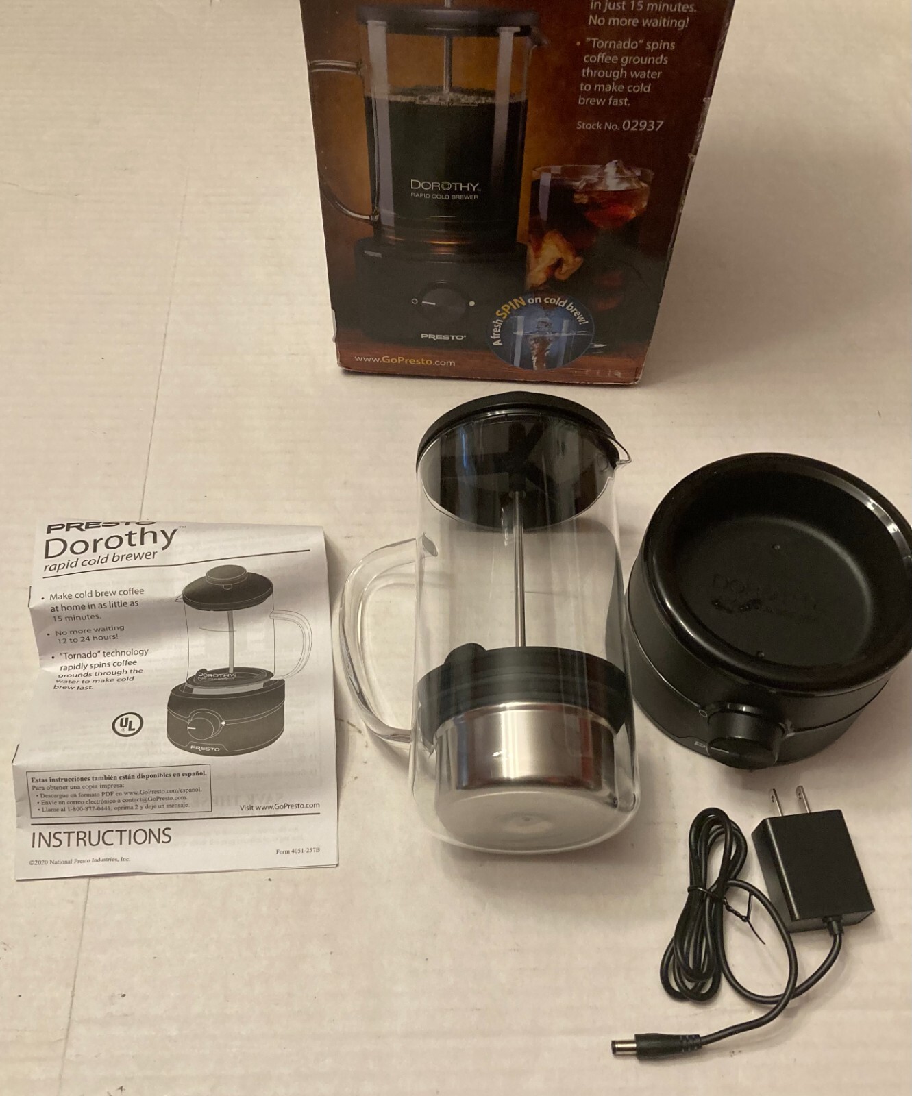 Presto Dorothy Electric Rapid Cold Brewer Coffee Ready In 15 Minutes Model 02937