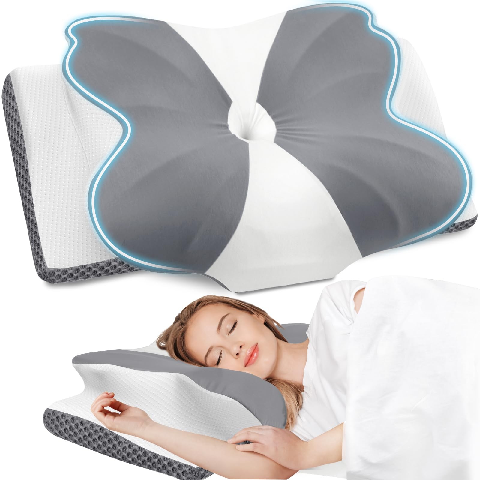Cooling Cervical Memory Foam Pillow - Ergonomic Neck Support for Side & Back